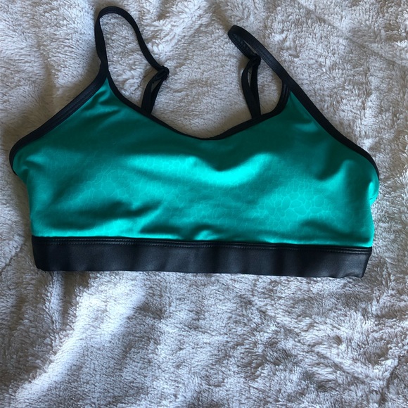 Zyia matching bra in black with teal leopard coloring, size medium - Picture 3 of 4